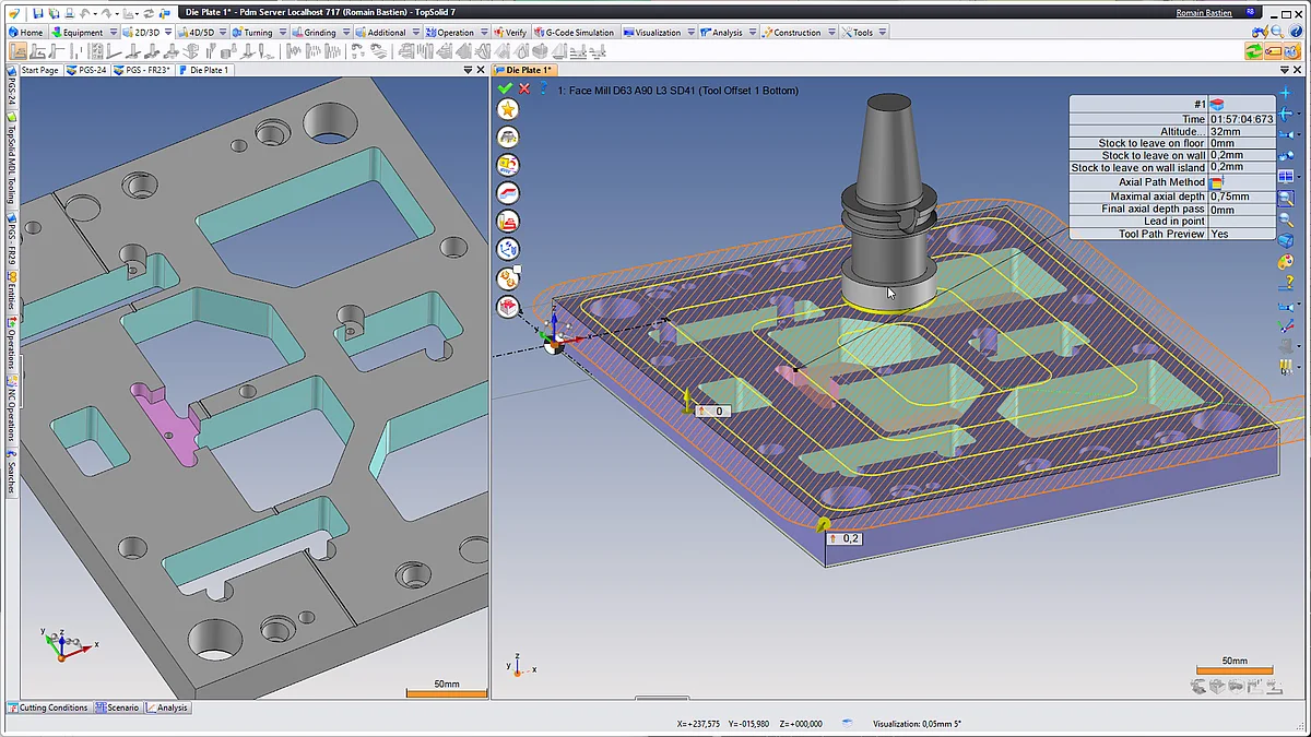 Usinage de plaque matrice avec TopSolid'Cam